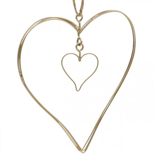 položky Ozdobné srdce na zavesenie, dekorácia na zavesenie kovové srdce zlaté 10,5 cm 6 kusov