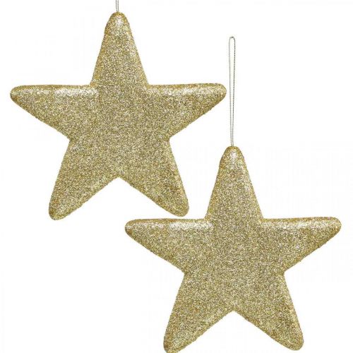 Floristik24 Vianočná dekorácia prívesok hviezda zlaté trblietky 18,5cm 4ks