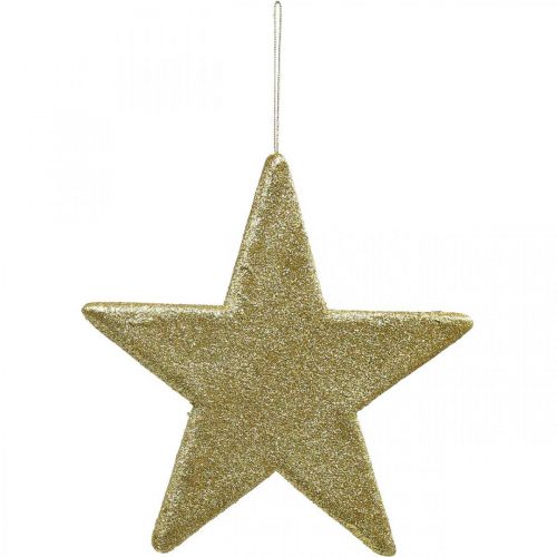 Floristik24 Vianočná dekorácia prívesok hviezda zlaté trblietky 30cm 2ks
