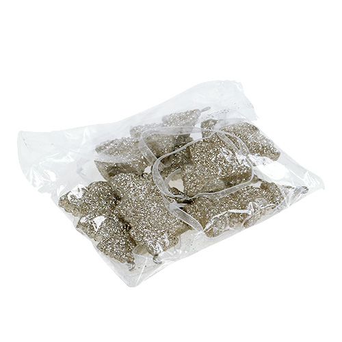 Floristik24 Závesná jedľa so sľudou 6,5cm šampanské 6ks