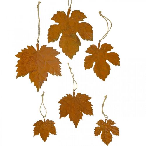 Floristik24 Jesenná dekorácia listy kovový hrdzavý vzhľad javorový list 6 kusov