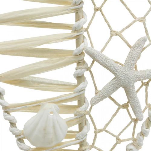 Floristik24 Ozdobná ryba s ozdobou mušlí, námorná dekorácia, ryba na zavesenie biela 38cm