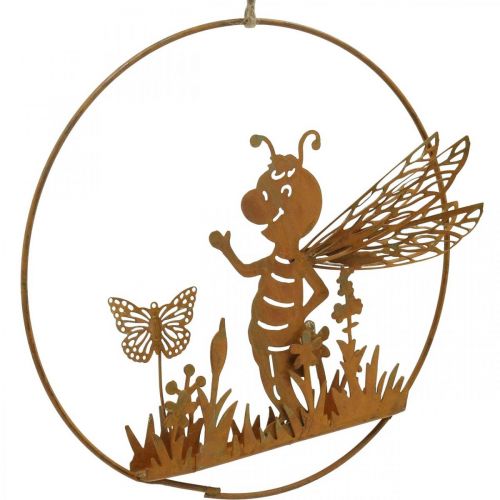 položky Včielka z kovovej hrdze záhradná dekorácia na zavesenie Ø14cm 4ks