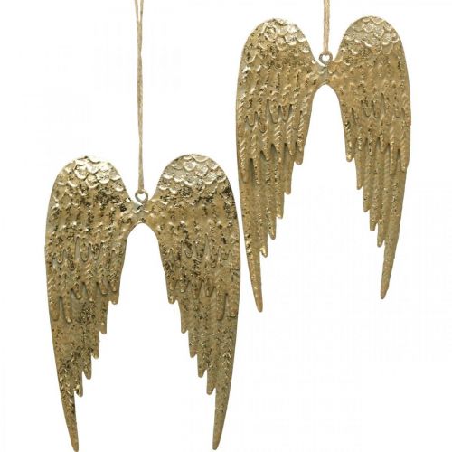 Floristik24 Anjelské krídlo Deco prívesok Vianočný zlatý 14,5×9cm 4ks