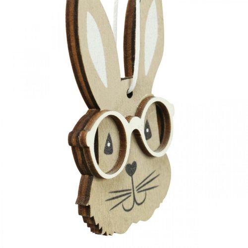 položky Drevený prívesok králik s okuliarmi mrkvovo hnedý béžový 4×7,5cm 9ks