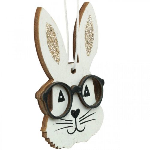 položky Drevený prívesok králik s okuliarmi mrkvový trblietok 4×7,5cm 9ks