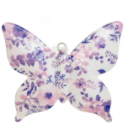 položky Ozdobné motýliky kovová závesná dekorácia fialová 12×10cm 3ks