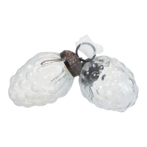 položky Vianočné ozdoby sklenené ozdobné vešiaky sklenené šišky 3×4,5cm 12 ks