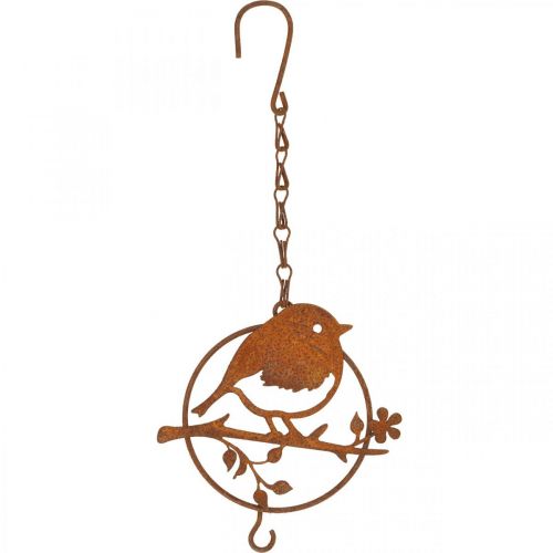 Kovový vtáčik na zavesenie, kŕmne miesto, vtáčik s patinou háčika 11,5×13cm