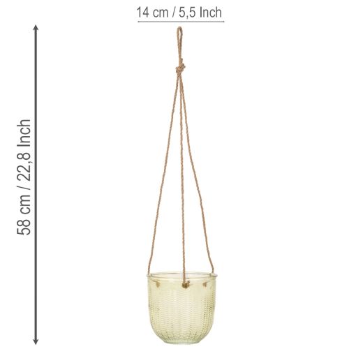 Závesný sklenený kvetináč, dekoratívny sklenený kvetináč, retro štýl, zeleno-hnedý, 14,5 cm, 2 kusy | Floristik24.sk