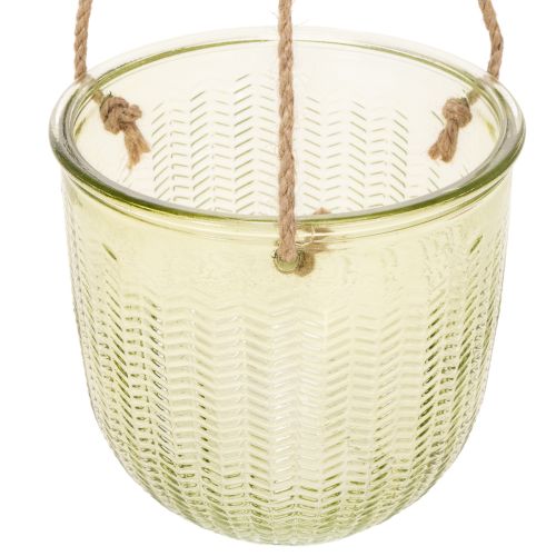 Závesný sklenený kvetináč, dekoratívny sklenený kvetináč, retro štýl, zeleno-hnedý, 14,5 cm, 2 kusy | Floristik24.sk