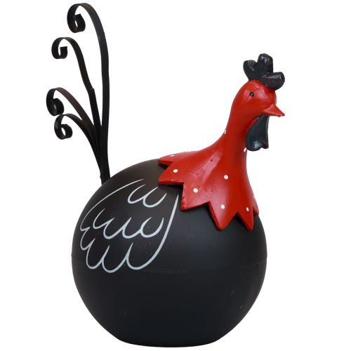 Kohút veľkonočná dekorácia kovová dekorácia kura čierna červená V13,5cm