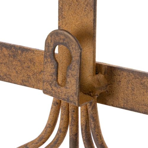 Vešiak na záhradné náradie, záhradné dekorácie, hrable, rýľ a motyku; kovový vešiak na kabáty z hrdzavého kovu, D 33,5 cm | Floristik24.sk
