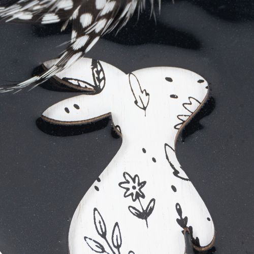 položky Drevené veľkonočné vajíčka na zavesenie, biele a čierne, 10 cm, 6 kusov