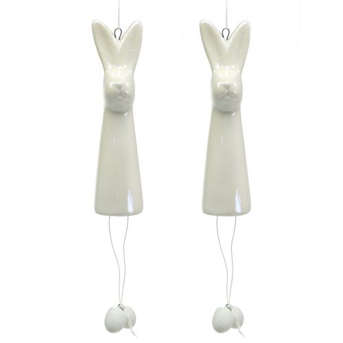 Floristik24 Zajačik na zavesenie biely 10cm 6ks