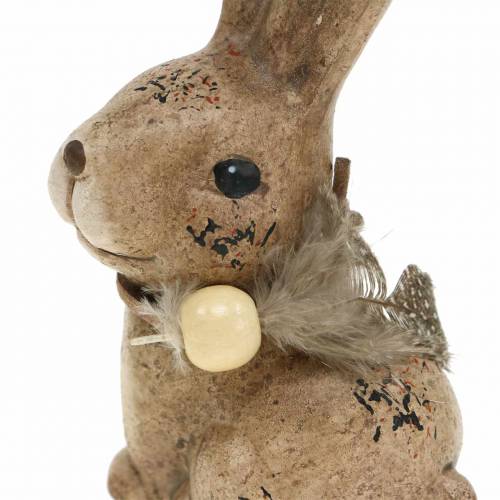 položky Deco figúrky králik s pierkom a drevenou korálkou hnedé triedené 7cm x 4,9cm V 10cm 2ks