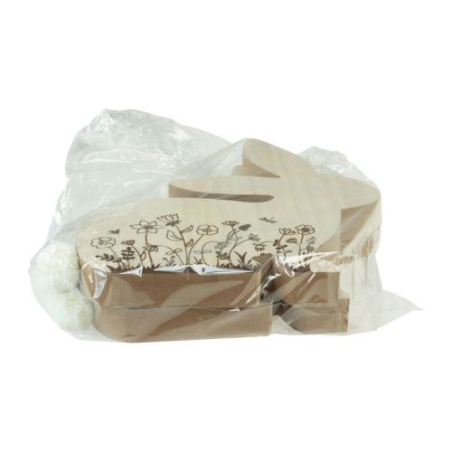 položky Zajačik Drevený sediaci kvetinový vzor prírodná biela 24×24cm 2 ks