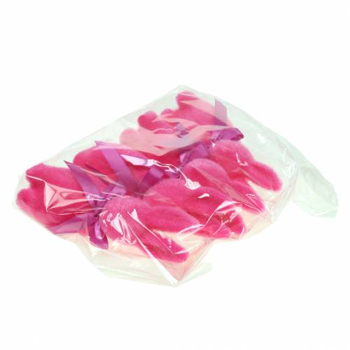 Floristik24 Králik flockovaný ružový 16cm 4ks