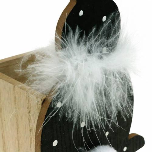 položky Drevený veľkonočný zajačik s bodkovaným pierkom Boa Čierny, biely