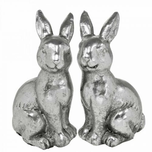 položky Deko králik sediaci veľkonočná dekorácia strieborná vintage V13cm 2ks