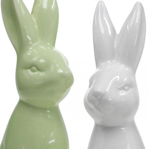 položky Porcelánový veľkonočný zajačik sediaci biely, krémový, zelený V18cm 3ks