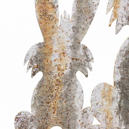 položky Veľkonočná dekorácia králik s dieťaťom na prilepenie hrdzavý brezový vzhľad kov 25×32cm