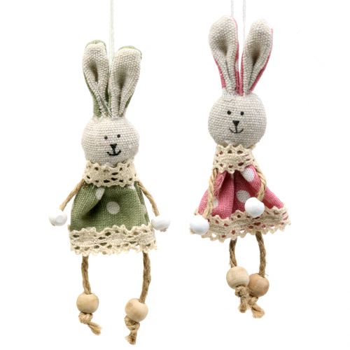 Floristik24 Zajačiková látka na zavesenie ružová/zelená 12cm 6p