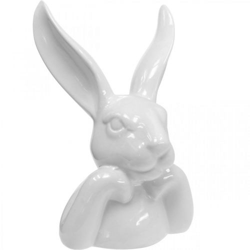 Floristik24 Deco králik biely, hlava králika poprsie, keramika V21cm