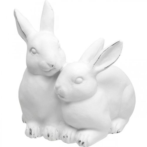 Floristik24 Matka zajačik s dieťaťom vintage vzhľad keramická biela 15,5×15×18cm
