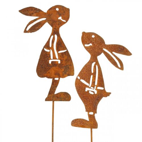 položky Záhradná dekorácia hrdzavý králik dekoračná zátka Veľká noc 8×16cm 2ks (1pár)