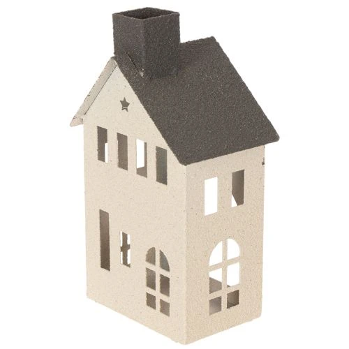 Dekoratívny kovový domček s komínom a oknom, 24 cm | Floristik24.sk