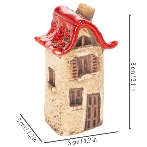 Sada keramických dekorácií na domčeky Malé domčeky s červenou strechou 8 cm 2 ks | Floristik24.sk