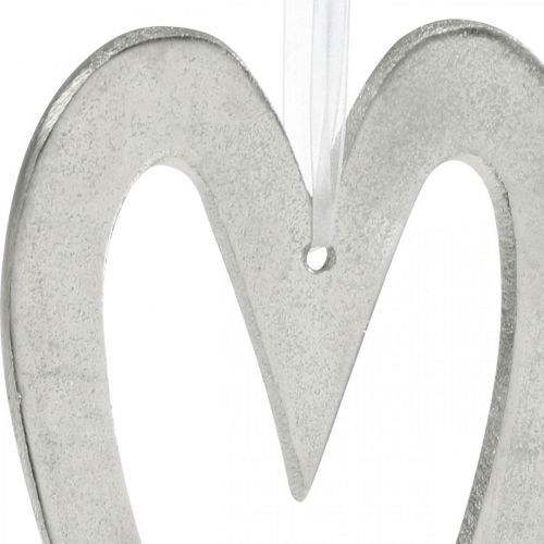 položky Závesné srdce strieborná hliníková svadobná dekorácia 22×12cm