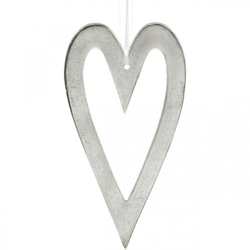 Závesné srdce strieborná hliníková svadobná dekorácia 22×12cm