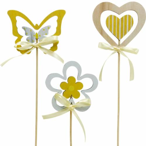 Floristik24 Ozdobná zátka motýľ kvet a srdce, jarná dekorácia, kvetinová zátka, Valentín 9ks
