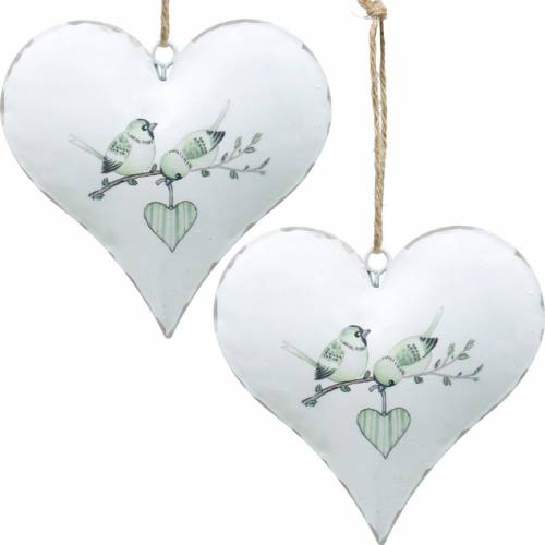 Floristik24 Ozdobné srdiečko s motívom vtáčika, srdiečková dekorácia na Valentína, kovový prívesok v tvare srdca 4ks