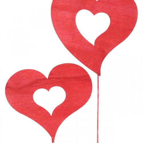 položky Kvetinová zátka srdce, drevená dekorácia na nalepenie, Valentín, červená ozdobná zátka, Deň matiek L31-33cm 24ks