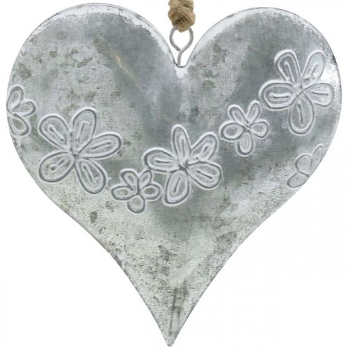položky Srdiečka na zavesenie, kovová dekorácia s razením, Valentín, jarná dekorácia strieborná, biela V13cm 4ks