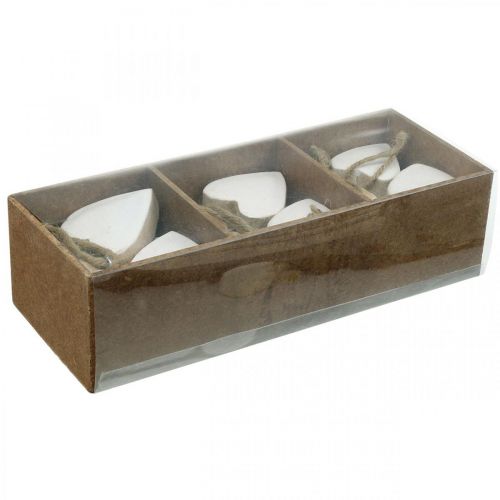 Floristik24 Drevené srdiečka, dekorácia na zavesenie, valentínsky prírodný, biely V5,5cm 18ks