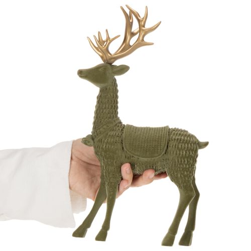 Dekoratívna figúrka stojaceho jeleňa, pokrytá parohmi, 31 cm | Floristik24.sk