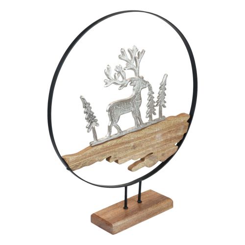 položky Dekorácia jeleňa stojan na prsteň kov drevo strieborná Ø38cm