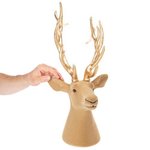 Dekoratívna socha jelenej hlavy s veľkými parohmi, 52 cm | Floristik24.sk