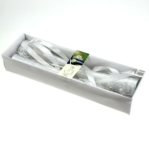 Floristik24 Saténová taštička biela 40cm 3ks