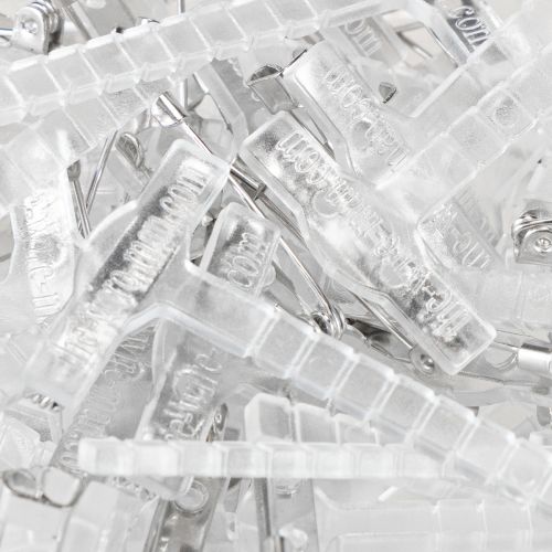 položky Svadobné brošne do klopy priehľadné/strieborné 5 cm 50 kusov