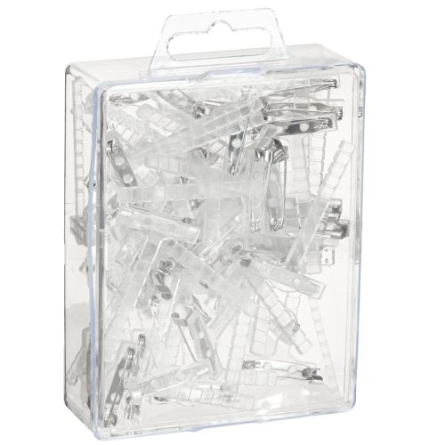 položky Svadobné brošne do klopy priehľadné/strieborné 5 cm 50 kusov