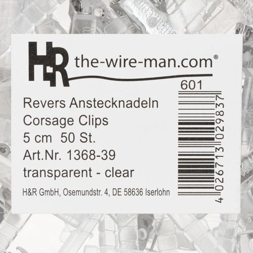 položky Svadobné brošne do klopy priehľadné/strieborné 5 cm 50 kusov