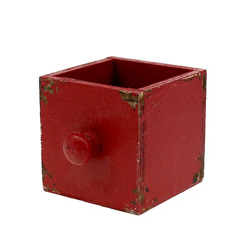 Floristik24 Drevená krabica, zásuvka červená 9x9x9cm 1ks