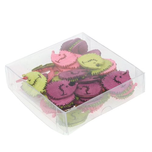 Floristik24 Figúrky ježkov drevené rozptylové dekorácie mix pestré 4cm 72 ks