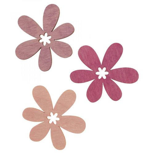 Floristik24 Drevené kvety rozptylová dekorácia kvety drevo fialová/fialová/ružová Ø2cm 144ks