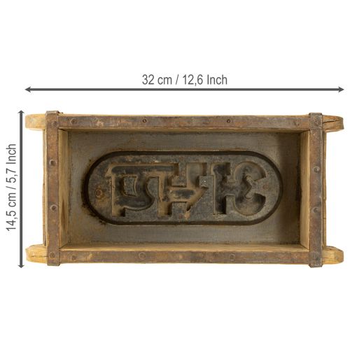 položky Drevená dekorácia v tvare vintage tehly, hnedá, hrdzavá 31 × 14,5 cm V 9 cm